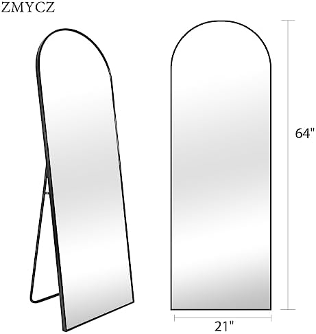 Floor Mirror, 64"x21" Black Full Length Mirror, Arched Mirrors Full Length, Freestanding Mirrors, Arch Floor Length Mirror with Thin Aluminum Frame Hanging or Leaning, Wall Mounted Mirror for Bedroom - Image 3