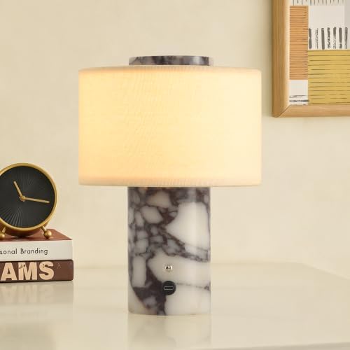 Marble Lamp Calacatta Viola Stone Cordless Table Lamp, Dimmable 4000mAh by Unknown