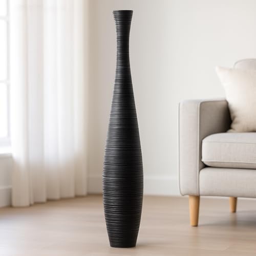 Leewadee Large Floor Vase 41 inches Mango Wood for Pampas Grass, Dried Flowers by Leewadee