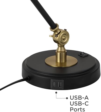 Wray 26 3/4" Tall Desk Lamp USB Brass Black Antique Adjustable Painted - Image 7