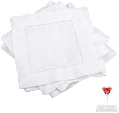 12pcs Linen Cocktail Napkins, Reusable Cloth Fabric Serviettes Napkins by Unknown