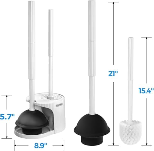 FORASTO 2Pack 2 in 1 Toilet Brush and Plunger Set, Toilet Bowl Brush Plunger Set,Extended Handle Plunger,Bathroom Cleaning Tools,Toilet Brush Plunger Combo,Cleaning Brush（Pearl White，21inch） - Image 6