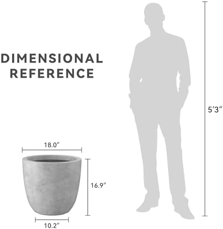 Kante Pale Gray Concrete Planter 18" Dia All-Weather Round Large Pot - Image 7