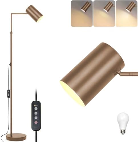 Ldeco Arc Floor Lamp for Living Room with Timer, Stepless Dimmable,Height Adjustable Modern Reading Standing Lamps for Living Room,Reading Room,Office,LED Bulb Included (Brown-DM) by Ldeco