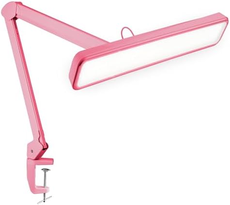 Neatfi XL 2,500 Lumens 30W LED Task Lamp for Manicure Table, Crafts, Workbench, Office – 22” Wide Shade Desk Light | Eye-Caring 6500K | 4-Level Brightness (Pink, Non-CCT with Clamp) by Neatfi