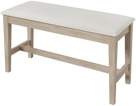 LUMISOL 6-Piece Dining Table Set for 6, Farmhouse Kitchen Dining Room Table Set with Recantgle Table and Upholstered Bench and Chairs, Light Natural - Image 7