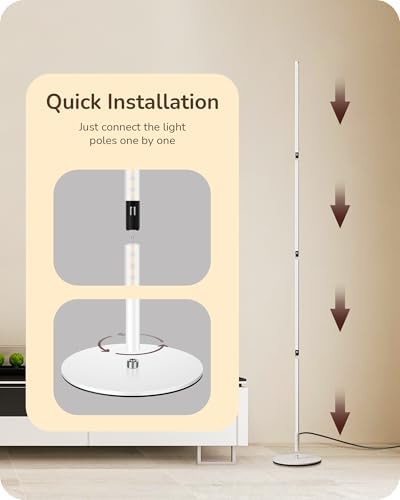 EDISHINE 59.84" LED Corner Floor Lamp, 3000K & Stepless Dimmable, White - Image 6