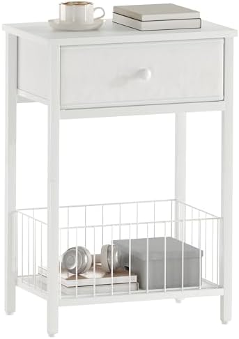 White Small nightstand, White Nightstand, Side Table for Small Spaces, 2 Tiers Storage Shelves End Table, Night Stand for Living Room, Bedroom, Dorm LNT0061W - Image 7