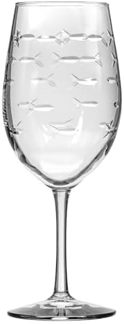 Rolf Glass School of Fish 18oz All Purpose Wine Glass | Set of 4 | Large Wine Glasses | Lead-free Crystal Glass | Engraved Wine Glasses | Made in the USA - Image 2