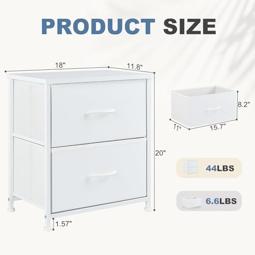 DUMOS Nightstand Set of 2, Small Dresser with 2 Fabric Drawers, End Table - Image 3