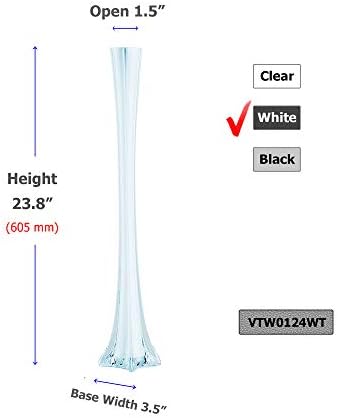 WGV Eiffel Tower Vase, Open 1.5", Height 24", (Multiple Sizes Choices) White Glass Floral Container with Sturdy Base, Flower Centerpiece for Wedding Event Home Decor, Arts Crafts, 1 Piece - Image 2