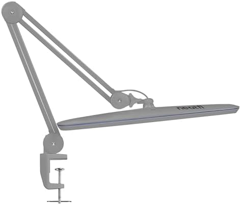 Neatfi XL 2,200 Lumens 24W LED Desk Lamp – 23” Wide Shade | Dimmable Eye-Caring Task Light | Adjustable Arm | Home Office, Study, Crafts & Nail Tech (Silver, Non-CCT with Clamp) by Neatfi