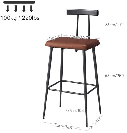 Tall Bar Stool Set 2, Bar Chair,Counter Height Stool,Metal Barstools set 2 - Image 2