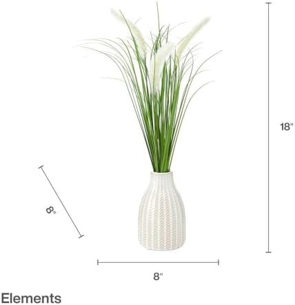 Elements 18 Inch Artificial Willow Grass Greenery in Modern Vase - Faux Indoor Plant Decor for Home, Office, Living Room, Bedroom - Lifelike Soft-Touch Polysilk Leaves - Image 2