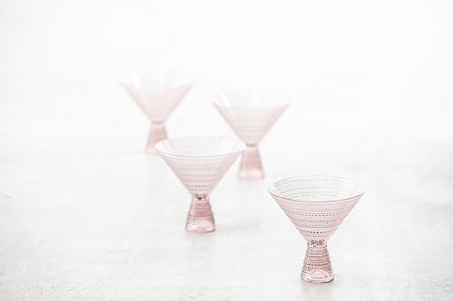 Fortessa Jupiter Beaded Hobnail Glass, 11.5 Ounce Martini (Set of 4), Pink - Image 3