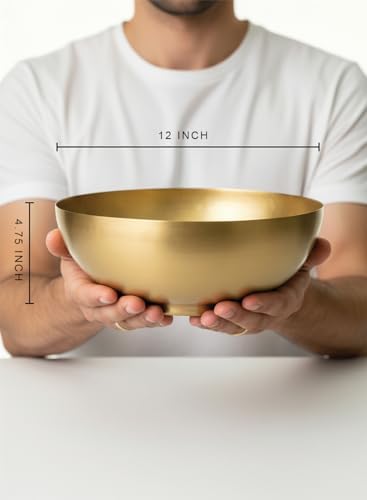 Serene Spaces Living Antique Brass Decorative Bowls, Metal Pedestal Basket for Floating Candles, Flowers, Potpourri & Catchall Decor, Centerpiece for Tabletop, 4.75" Tall x 12" Diameter, Pack of 4 - Image 5