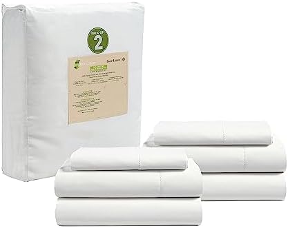 LANE LINEN Twin Sheet Set 100% Organic Cotton Cooling Soft 6pc - White by LaneLinen