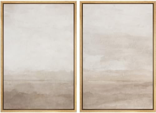 SIGNWIN Framed Canvas Print Wall Art Abstract Wave Pattern Modern Art Minimalist Neutral Decor for Living Room, Bedroom, Office - 16"" x24 x2 Natural by SIGNWIN