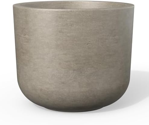 Kante Small Round Capsule Weathered Concrete Planter 9" Dia, Outdoor by Unknown