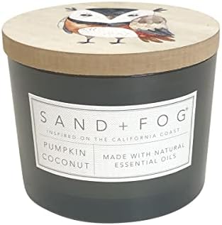 Sand + Fog Scented Candle - Pumpkin Coconut – Additional Scents and Sizes – 100% Cotton Lead-Free Wick - Luxury Air Freshening Jar Candles - Perfect Home Decor – 12oz by SandFogHome