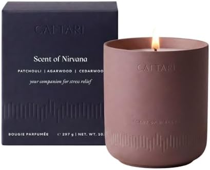 CAFTARI Luxury Aromatherapy Candle | Oudh & Cedarwood Scented | 60 Hour Burn | Clean Coconut Soy Wax | Vegan, Gift-Ready Candle for Sleep & Home Spa Feel | Scent of Nirvana by Caftari