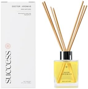 Doctor Aromas Premium Reed Diffuser Diffuser Glass Jar Set Elegant Scent for Home, Room or Bathroom and Fresh Air Scent Lasting Home Fragrance Over 90 Days (Pack of 1, Success) by DOCTORAROMAS