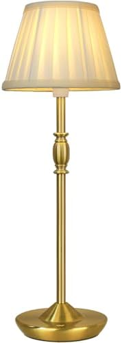 Cordless LED Touch Lamp with Dimmer Portable Small Table Lamp, 18" 2700K Rechargeable Battery Light for Bedside, Dining Room, Bedroom Lamp, Patio, Bar, Night Light, Bathroom (Antique Brass) by PSDSSHIIS