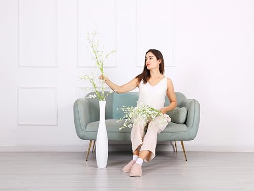 Leewadee Decorative Tall Floor Vase for Living Room Decor, 26 inches, White, Resin - Image 4