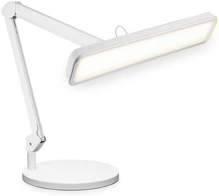 Neatfi XL 2,500 Lumens 30W LED Task Lamp with Base | 324 SMD LEDs | CCT | 5 Light Modes | 3000K–6000K | Dimmable | Adjustable Arm with Clamp | Desk Light for Home (White-2, 22-Inch Wide Shade) by Neatfi