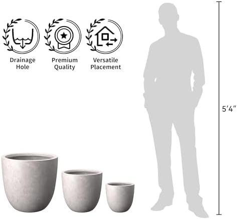 Kante Large Round Bowl CON Gray Concrete Planter 18" Dia, Outdoor - Image 7