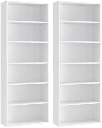 VASAGLE Set of 2 6-Tier Bookshelves, 23.6 Inches Wide by VASAGLEbySONGMICSHOME