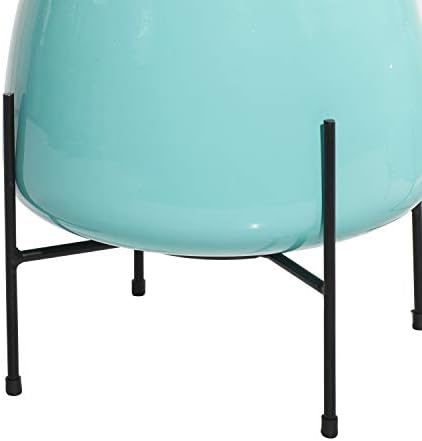 Deco 79 Metal Indoor Outdoor Planter Rounded Dome Small Planter Pot with Removable Black Stands, Set of 2 Planters 8", 10"H, Teal - Image 5