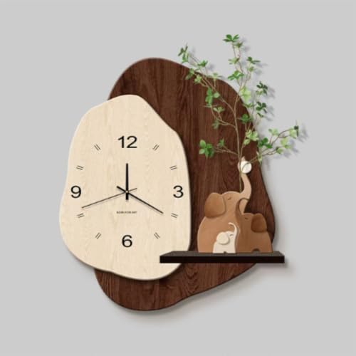 Modern 3D LED Wall Art Decor Silent Clock &Artificial Plant,Crystal Texture by Unknown