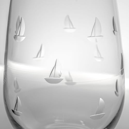 Rolf Glass Sailing White Wine Glass | 12 ounce Stemmed Wine Glasses | Set of 4 | Lead-Free and Diamond-Wheel-Engraved Glass | Made in the USA - Image 2