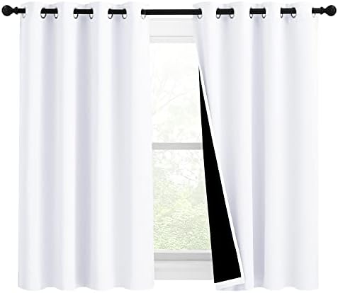 NICETOWN Pure White Blackout Curtains for Kitchen 46" w x 54" L 2 Panels by NICETOWN