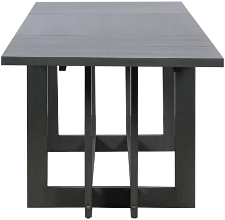 VilroCaz 7-Piece Retro Farmhouse Dining Table Set for 6, Acacia Wood Extendable 82'' Trestle Dining Table with 6 Upholstered Chairs for Home Kitchen& Dining Room (Grey+Beige-12.4) - Image 7