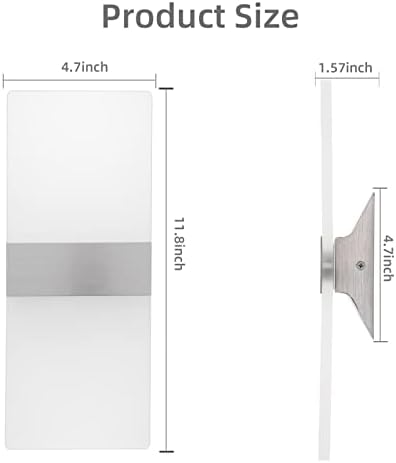 KICAAO Modern Wall Sconces Set of Two, Led Wall Light 10w, 6000k White Light Up Downlight, Hardwired Acrylic Wall Light Lighting, Suitable for Living Room Corridor Bedside (Cool White 6000K 2Pack) - Image 6