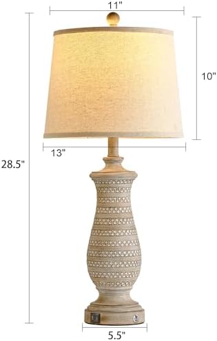 Farmhouse Table Lamps for Living Room Set of 2, Touch Lamps for Nightstand with Dual USB Charging Port, Bedside Table Lamp for Bedroom, 2 Bulb Included - Image 5