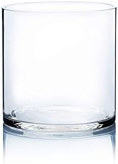 WGVI Thick Weighted Clear Right Cylinder Glass Vases, 7" W x 7" H, Equilateral Cylinder Glass Candle Holders Flower Arrangement Centerpieces Tabletop Storage Container Home Decor, 1 Piece by WGVInternational-OpusGlassware