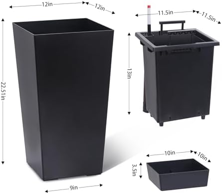 Garvee 22.5" Tall Planters Set of 2, Outdoor＆Indoor Planter Pots - Image 4