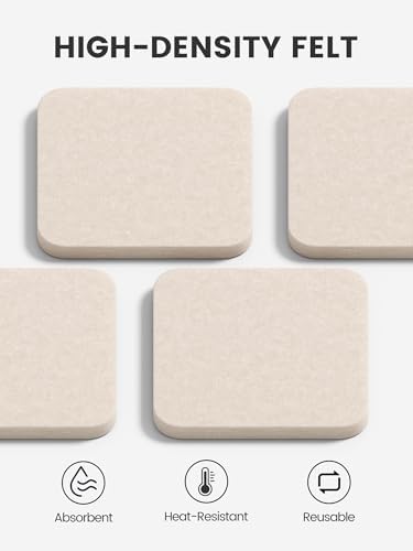 Fluxynara Felt Coasters with Holder, Set of 8 for Drinks, Oatmeal - Image 3