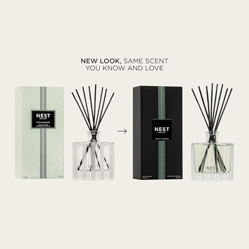 NEST New York Reed Diffuser, Indian Jasmine - 5.9 fl oz - Fragrance for Up to 90 Days - Reusable, Refillable Glass Holder - Includes 8 All-Natural Reed Sticks - Flame Free - Image 2
