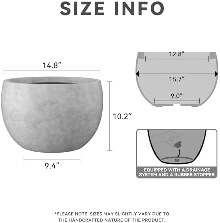 Kante Accent Round Bowl Pale Gray Concrete Planter 15.7" Dia, Outdoor - Image 2