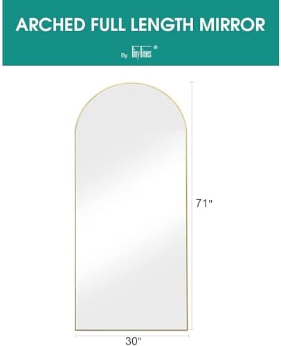 Full Length Mirror, 71''x30'' Arched Floor Body Mirror (Gold) - Image 2