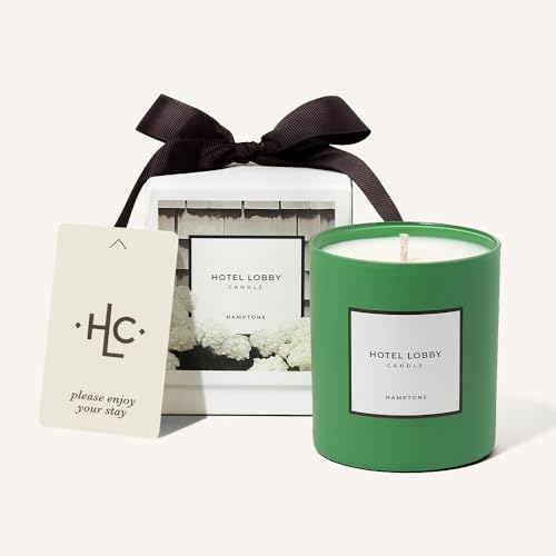 Hotel Lobby Hamptons Candle Luxury Hand-Poured 9.75oz Soy Wax with Green Tomato, Basil, Mint, Geranium, Rosewater Paraffin-Free Infused with Essential Oils 65-Hour Clean Non-Toxic Burn by HotelLobbyCandle