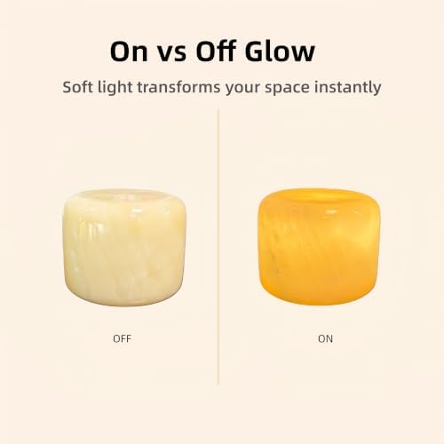 Marble Lamp Luxury Stone Table Lamp Type-C Rechargeable Touch Night Light Small Bedside Lamp Cordless Ambient Light for Home Decor, Bedroom, Living Room & Office (Yellow Jade) - Image 2