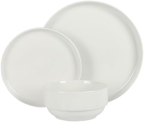 Gibson Home Rothernberg 18-Piece Stackable Porcelain Dinnerware Set, Service for 6 – White Plates and Bowls, Microwave & Dishwasher Safe - Image 6