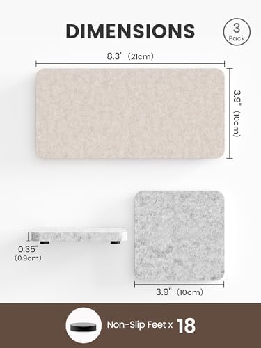 Fluxynara Felt Coasters for Drinks, Mixed Sizes, Oatmeal & Light Gray - Image 2