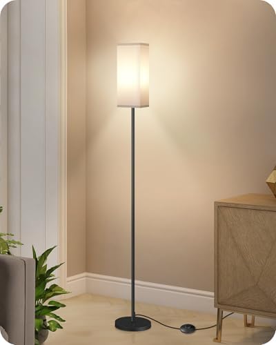 Floor Lamp, Pole Lamp with Foot Switch, Modern Standing Lamp Shade, Minimalist Freestanding Lamp (Bulb Not Included), for Living Room, Bedroom Office ETL Listed, Black and White CW07LD05 - Image 5