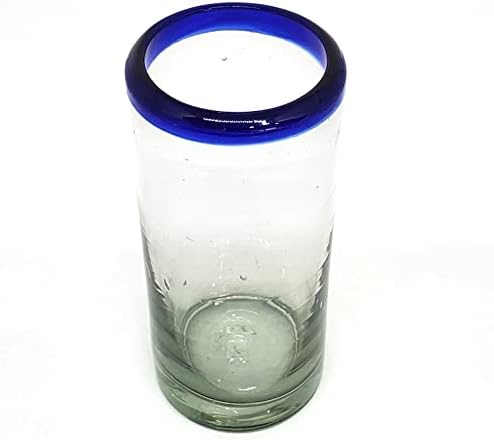Cobalt Blue Rim 14 oz Highball Glasses (set of 6), Recycled Glass, Lead-free, Toxin-Free (Highball) - Image 5